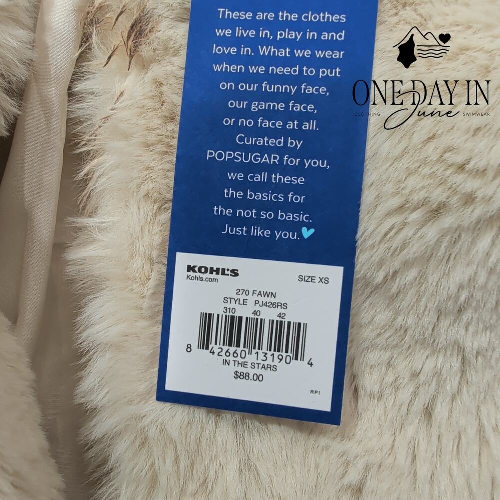 Popsugar In The Stars Faux Fur Teddy Coat Fawn Cream NWT $88 Size XS - Picture 3 of 6